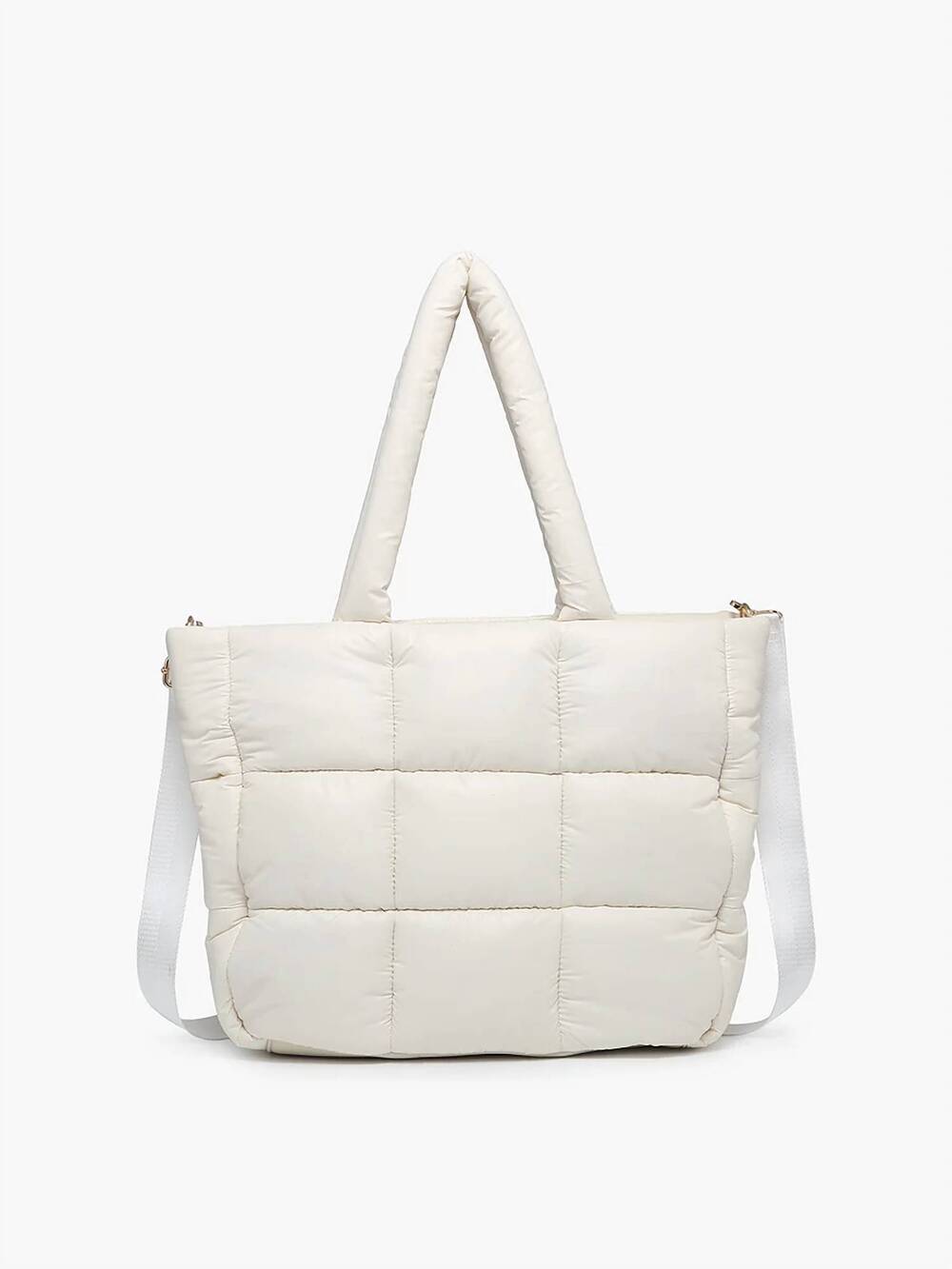NEW JEN & CO. women's kiersten puffer hobo bag with strap in off white